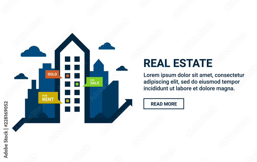 Real estate graphic design for website headers and social media