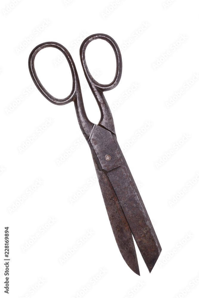 Old tailor scissors isolated on white background Old tailor scissors isolated on white background