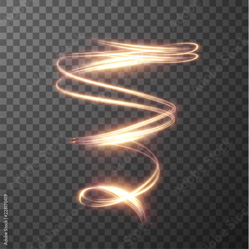 Golden shiny spiral lines effect holiday vector background. EPS10