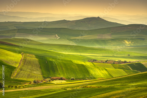 Apulia countryside view rolling hills landscape. Poggiorsini, Italy