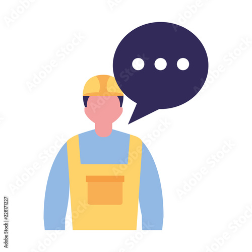 builder worker character speech bubble