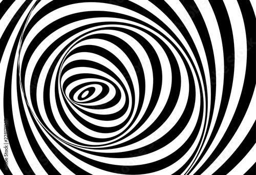 vector of 3d  twisted circle black and white optical illusion photo