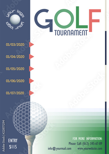 Golf Tournament poster template. Place for your text message. Vector illustration.