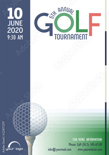 Annual Golf Tournament poster template. Place for your text message. Vector illustration.