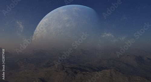 Fototapeta Naklejka Na Ścianę i Meble -  3d rendered Space Art: Alien Planet - A Fantasy Landscape