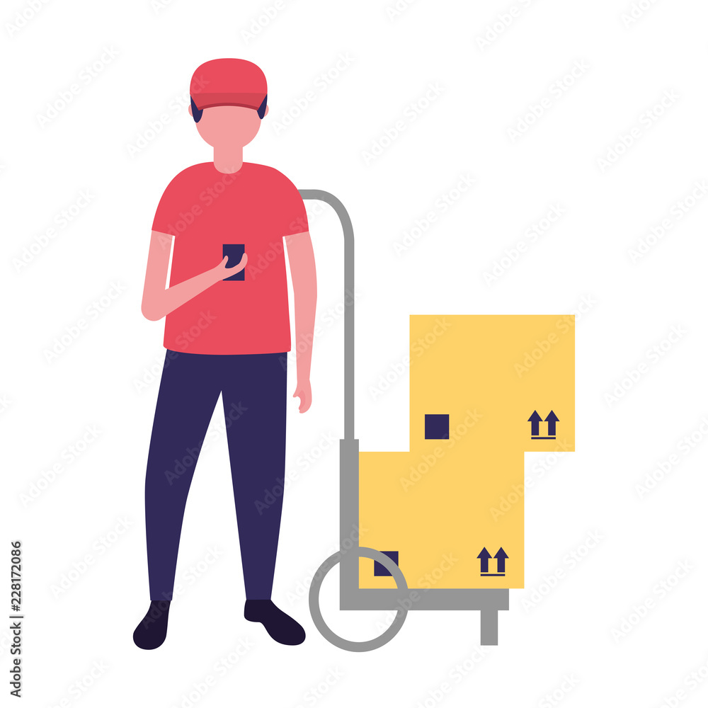 delivery man with cardboard boxes cargo delivery man with cardboard boxes cargo