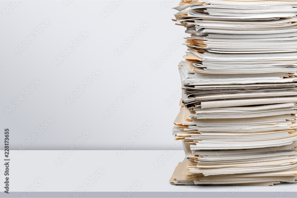 Stack of White Office Paper on White Background Stock Illustration -  Illustration of piece, archives: 29843609