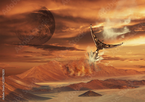 Fototapeta Naklejka Na Ścianę i Meble -  Mission to Mars. Futuristic concept