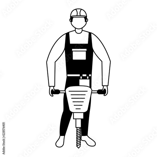 builder worker with jackhammer equipment