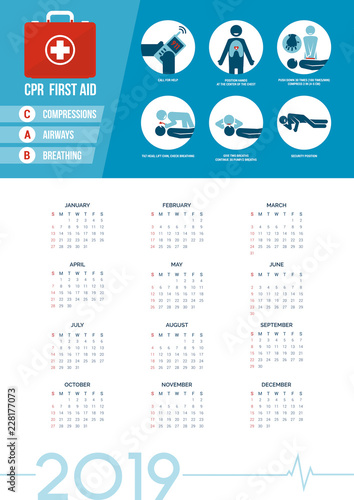 CPR first aid kit calendar 2019