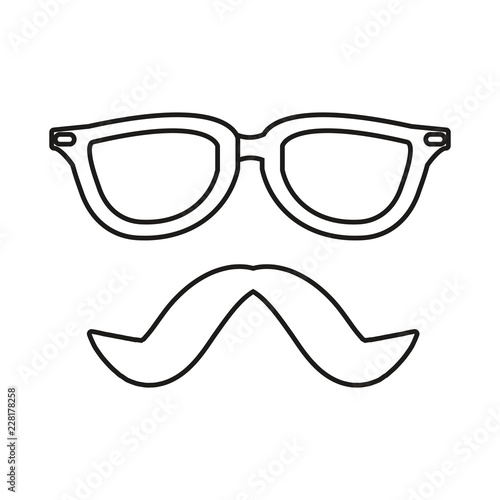 hipster mustache and glasses on white background