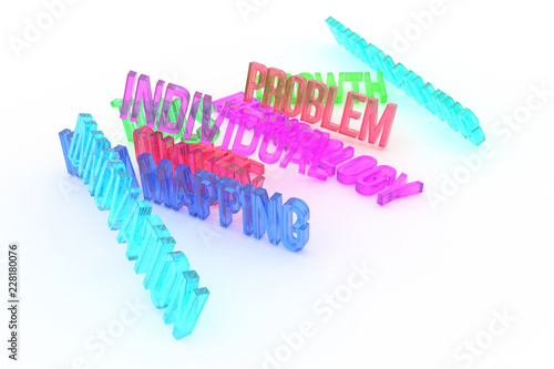 Innovation, business conceptual colorful 3D rendered words. Caption, illustration, graphic & style.