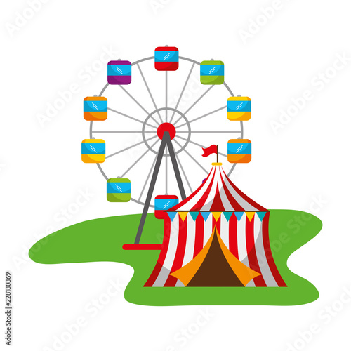 ferris wheel and tent carnival fun fair