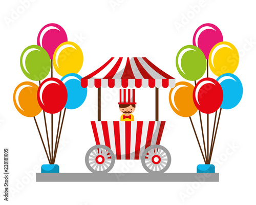 salesman balloons booth carnival fun fair