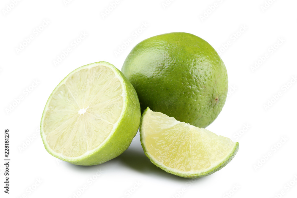 Ripe limes isolated on white background Ripe limes isolated on white background