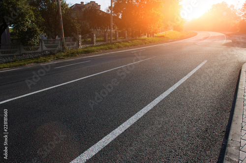 Obraz na płótnie Asphalt road with marking lines white stripes w salonie
