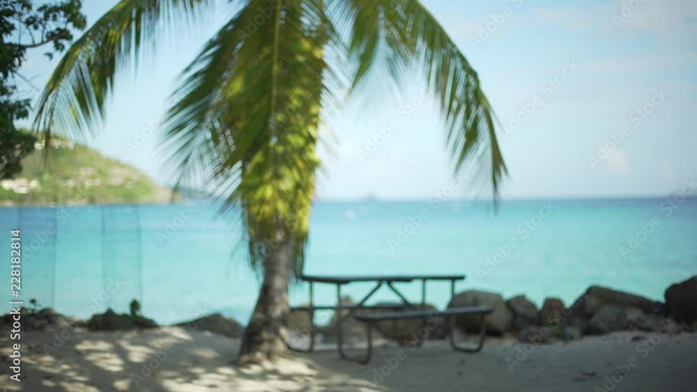 Background Plate of Picnic bench with a view of the Caribbean ocean Background Plate of Picnic bench with a view of the Caribbean ocean
