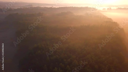 Wallpaper Mural 4k AERIAL: Flight over foggy autumn meadow in Poland. 3840x2160, 30fps. Torontodigital.ca