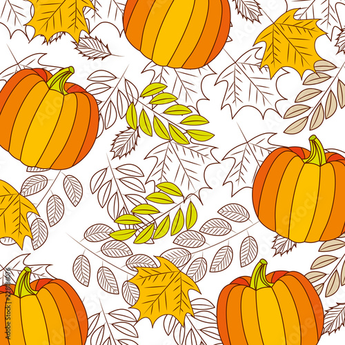 pumkin branch leaves natural pattern