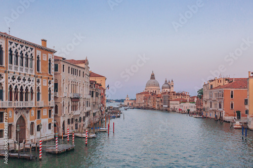 Grand Canal and Santa Maria della Salute in Venice, Italy from the Ponte dell'Accademia
