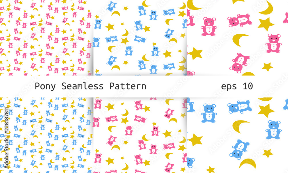 Teddy seamless pattern set