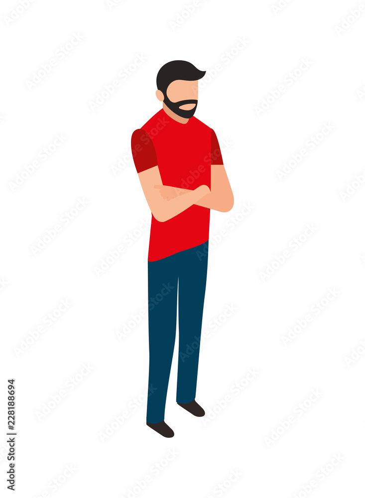 beard man standing with folded arms