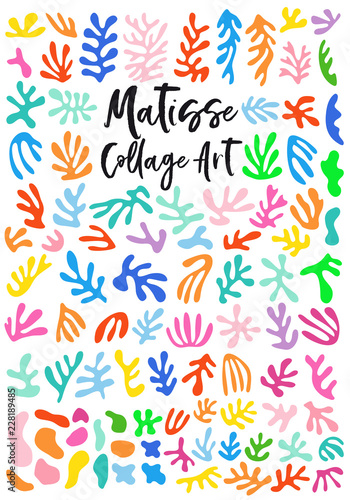 Matisse style collage art, vector graphic design elements