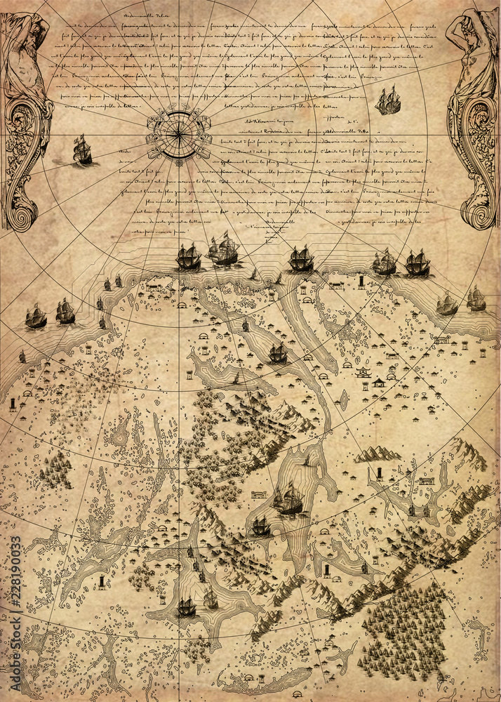 Obraz premium Old vintage fantasy map 