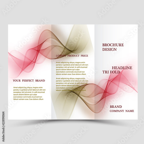 Abstract three fold brochure template, flyer design layout with eco green and blue polygonal background.