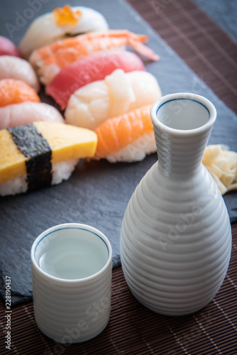 japanese sushi and sake