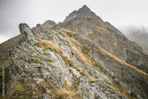 Mountain peaks and trails in summer time. Romania