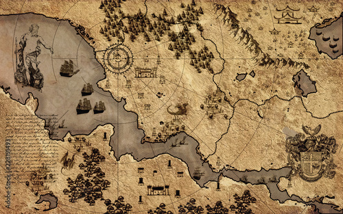Old vintage fantasy map   photo