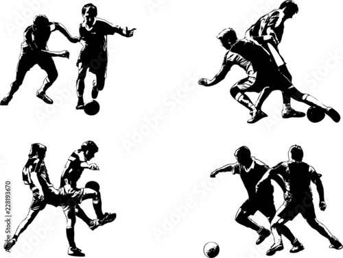 hi detailed soccer players vector