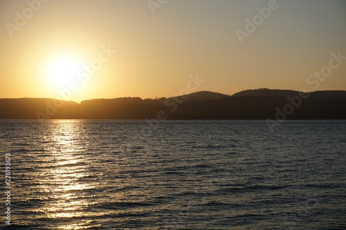 Sonnenuntergang am Berzdorfer See bei G  rlitz