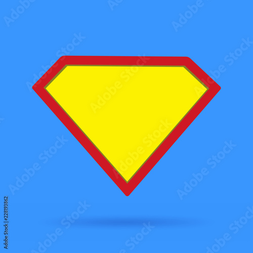 Superhero icon symbol sign on blue background with soft shadow