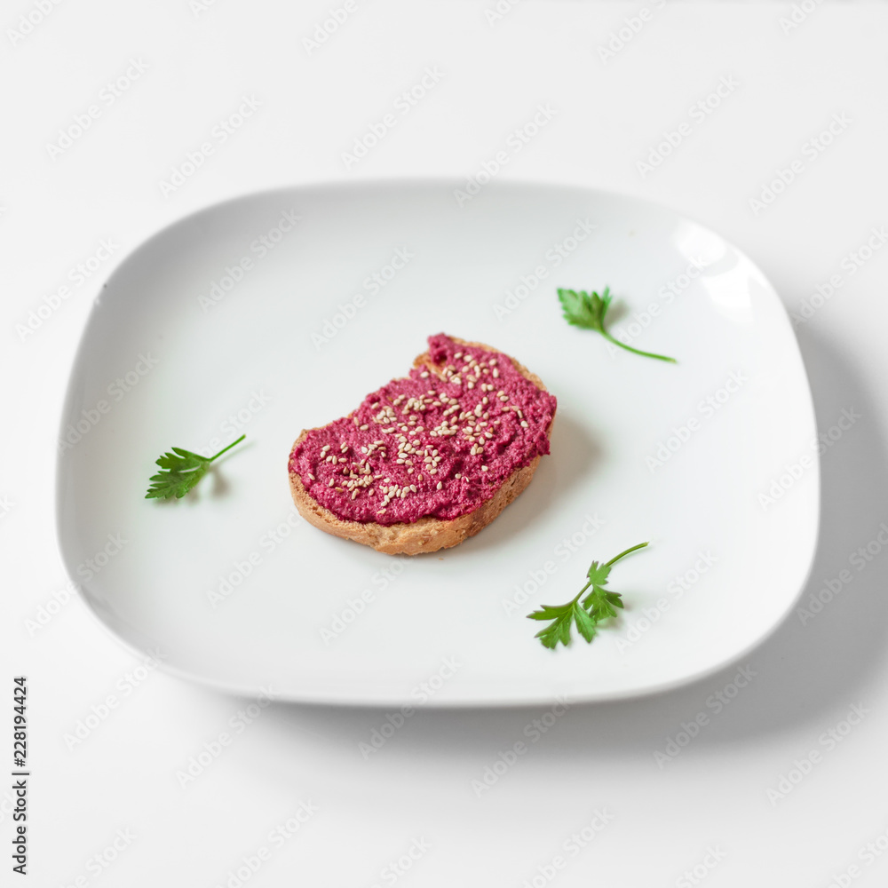 Bread with beet cream Bread with beet cream