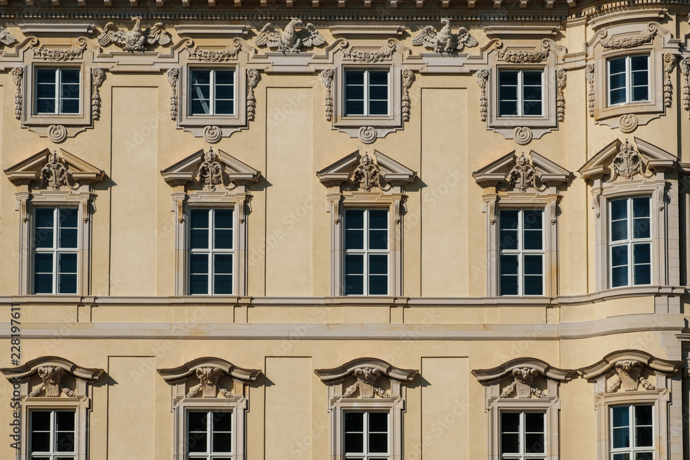 Restored historic building facade of the Berliner Stadtschloss ( City Palace ) / Humboldt Forum in Berlin, Germany