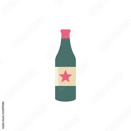 Bottle vector icon with star sign. Bar alcohol beverage icon and best, favorite, rating symbol