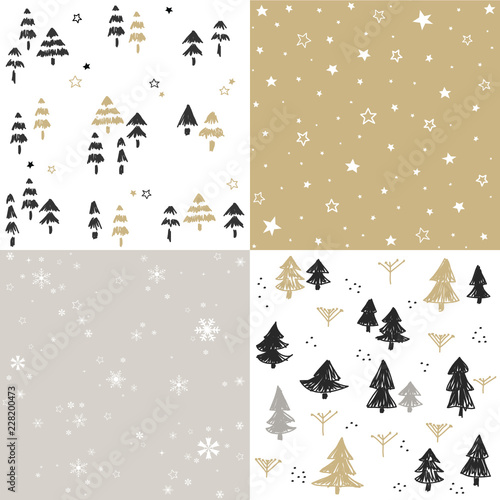 Christmas patten set and vector illustration