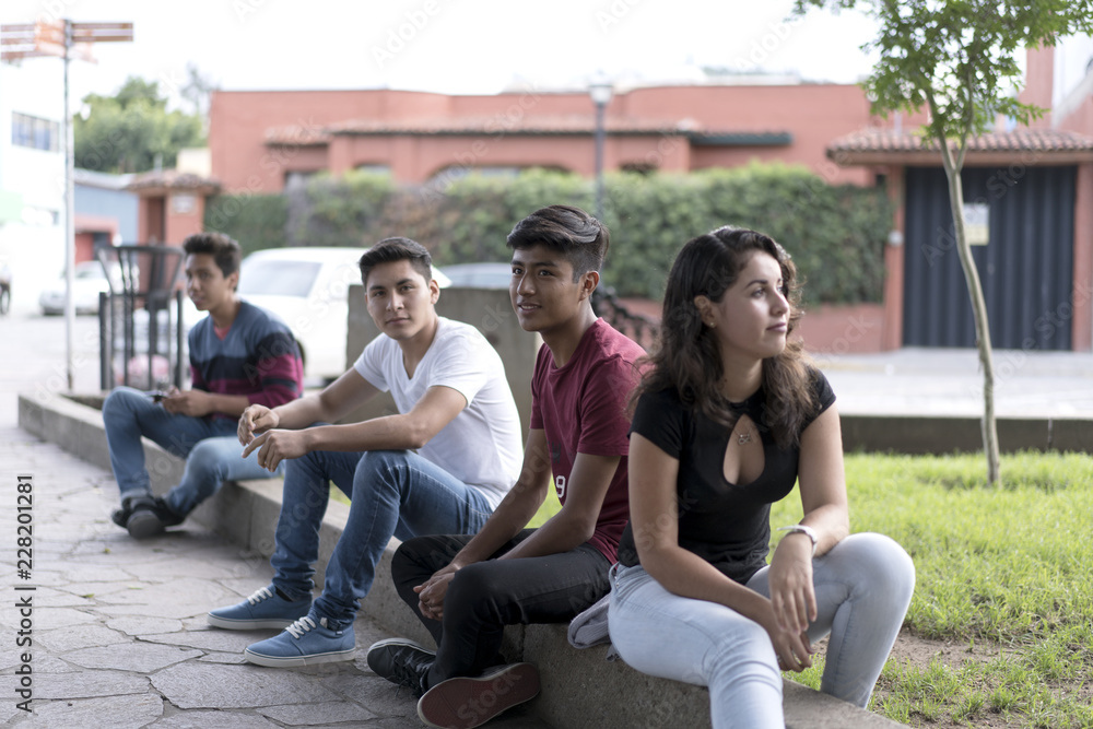 group of students in park group of students in park