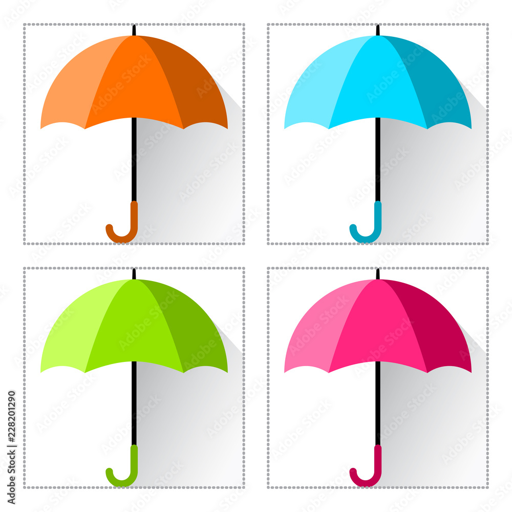 Set of colorful umbrellas. Vector illustration