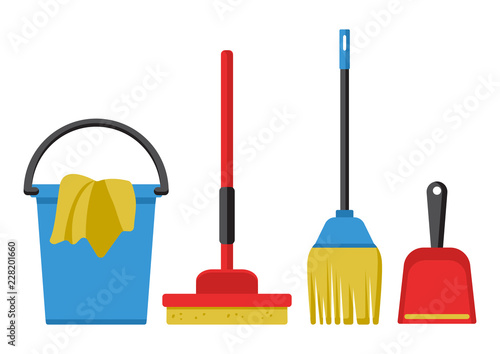 Set of cleaning kit. Vector illustration