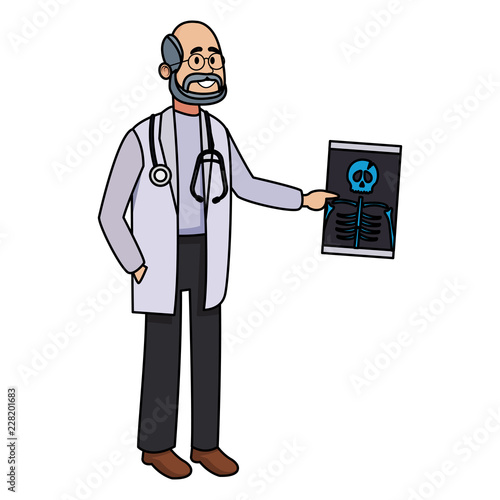 Male doctor with bones xray