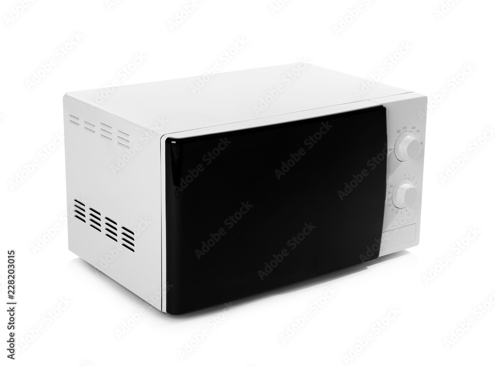 Fototapeta premium Modern microwave oven on white background. Kitchen appliance