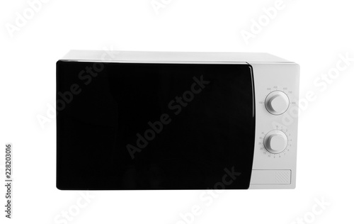 Modern microwave oven on white background. Kitchen appliance