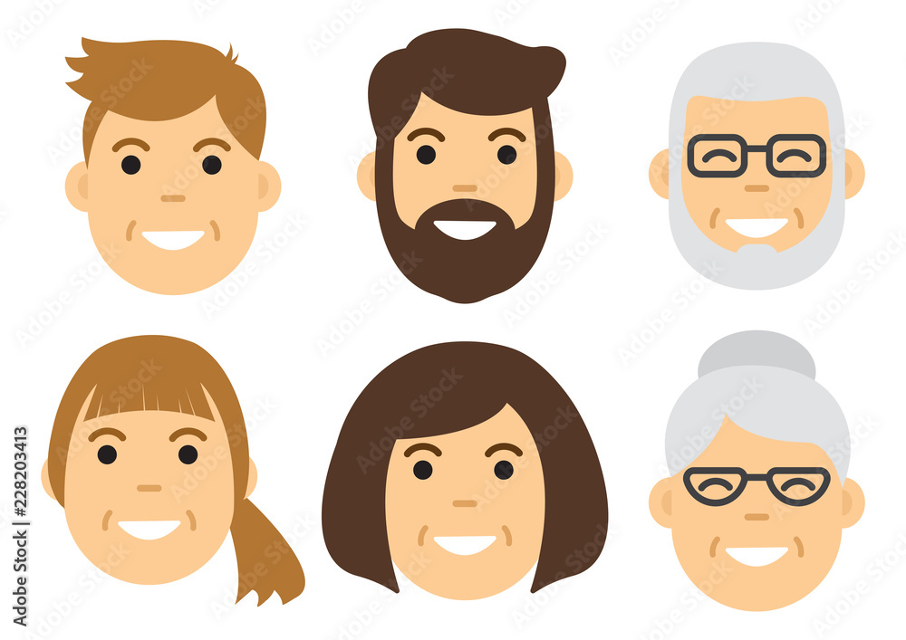 People icon. Male and female faces. Vector illustration People icon. Male and female faces. Vector illustration
