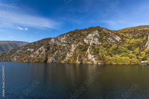 Autumn ladscape from dam of The Krichim Reservoir  Rhodopes Mountain  Plovdiv Region  Bulgaria