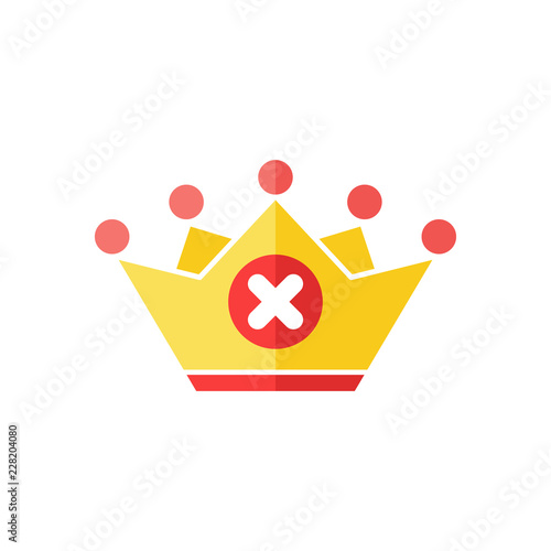 Crown icon with cancel sign. Authority icon and close, delete, remove symbol