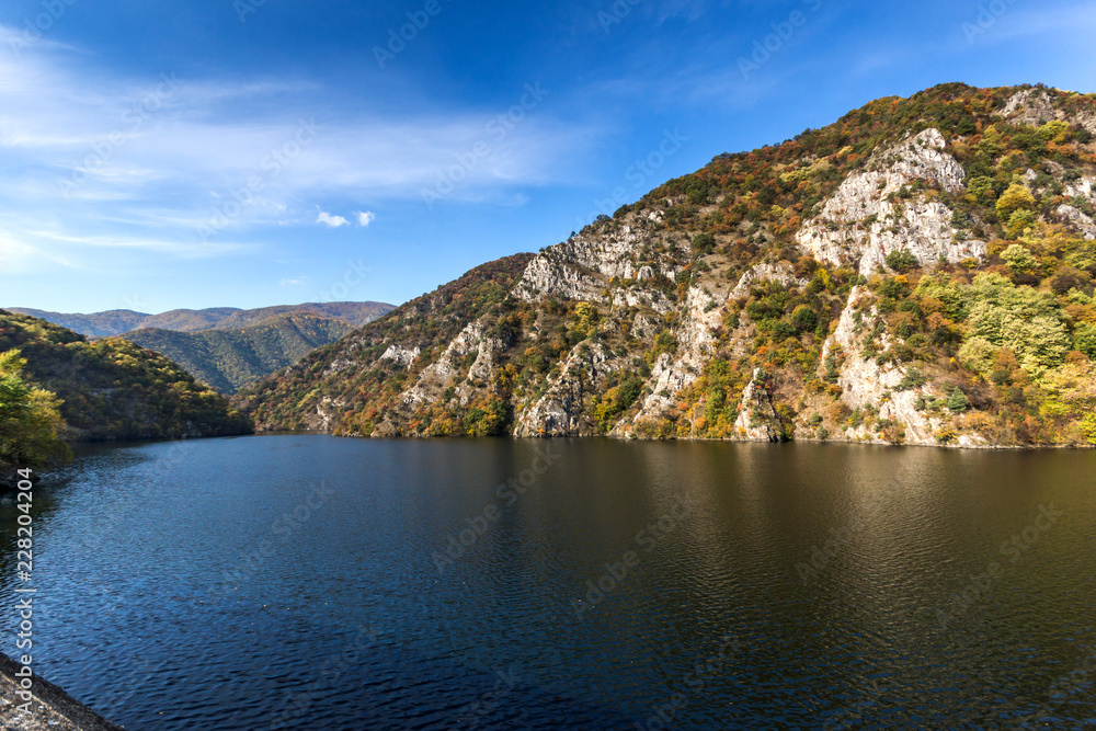Autumn ladscape from dam of The Krichim Reservoir, Rhodopes Mountain, Plovdiv Region, Bulgaria Autumn ladscape from dam of The Krichim Reservoir, Rhodopes Mountain, Plovdiv Region, Bulgaria