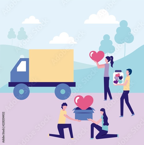 volunteers help work